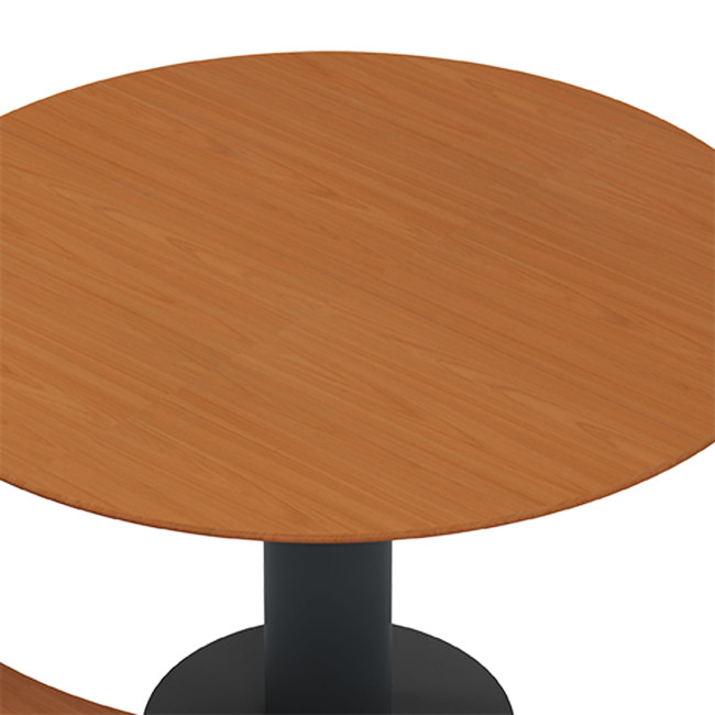 Round table + 6-seater metal mocha / HPL hp with parasol hole - Anthracite 7016 / Clear Chene
