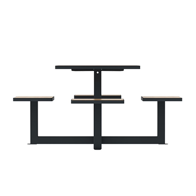Square Table + Built-in Metal / HPL / HPL + Parasol Hole - 4places - Anthracite 7016 / CHEEN CLEAR