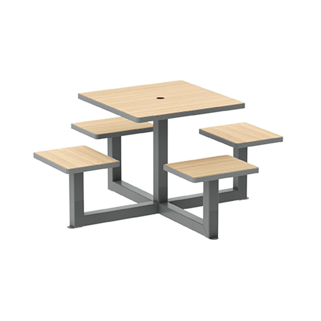 Square Table + Built-in Metal / HPL / HPL + Parasol Hole - 4places - Anthracite 7016 / CHEEN CLEAR