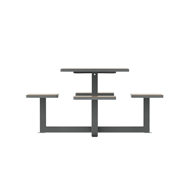 Square Table + Built-in Metal / HPL / HPL + Parasol Hole - 4places - Anthracite 7016 / CHEEN CLEAR