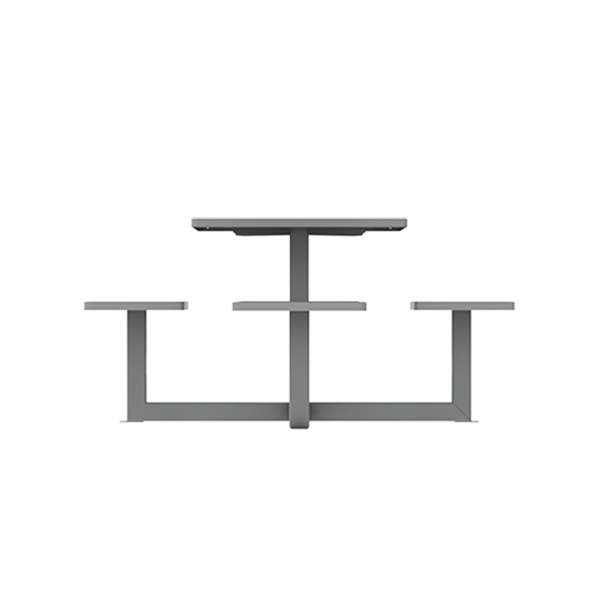Square Table + Built-in Metal / HPL / HPL + Parasol Hole - 4places - Anthracite 7016 / CHEEN CLEAR