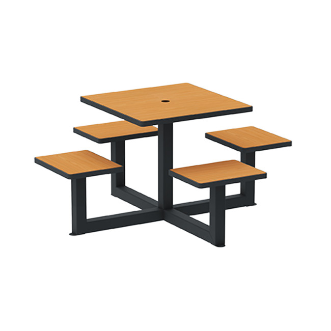 Square Table + Built-in Metal / HPL / HPL + Parasol Hole - 4places - Anthracite 7016 / CHEEN CLEAR