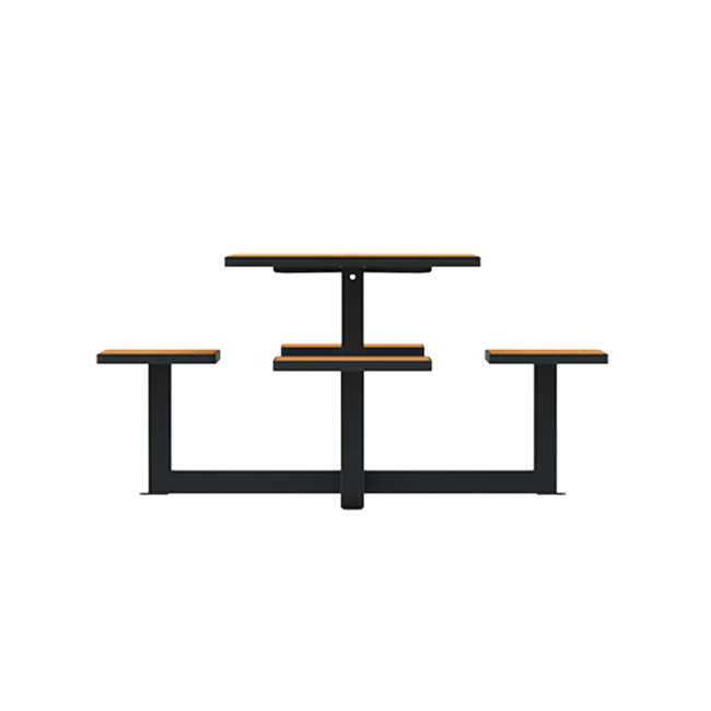 Square Table + Built-in Metal / HPL / HPL + Parasol Hole - 4places - Anthracite 7016 / CHEEN CLEAR