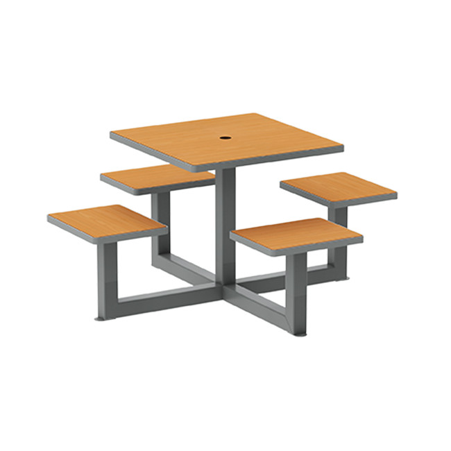 Square Table + Built-in Metal / HPL / HPL + Parasol Hole - 4places - Anthracite 7016 / CHEEN CLEAR