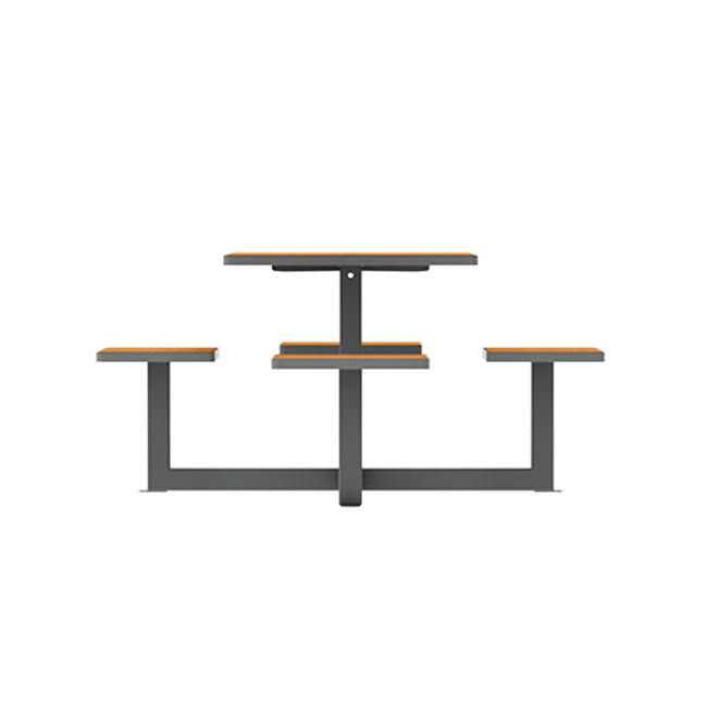 Square Table + Built-in Metal / HPL / HPL + Parasol Hole - 4places - Anthracite 7016 / CHEEN CLEAR