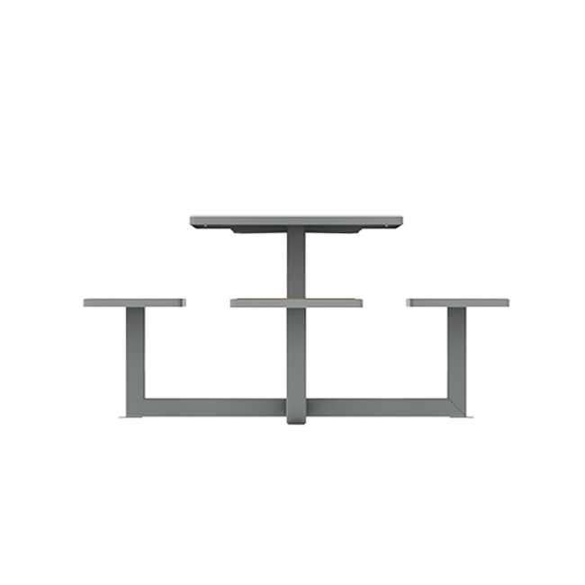 Square Table + Built-in Metal / HPL / HPL + Parasol Hole - 4places - Anthracite 7016 / CHEEN CLEAR