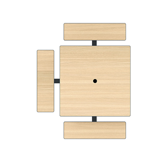 Square Table + Built-in Metal Orpin / HPL + Sweet Hole - 6places + 1PMR - Anthracite 7016 / Clear Chene