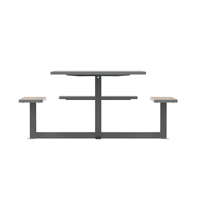 Square Table + Built-in Metal Orpin / HPL + Sweet Hole - 6places + 1PMR - Anthracite 7016 / Clear Chene