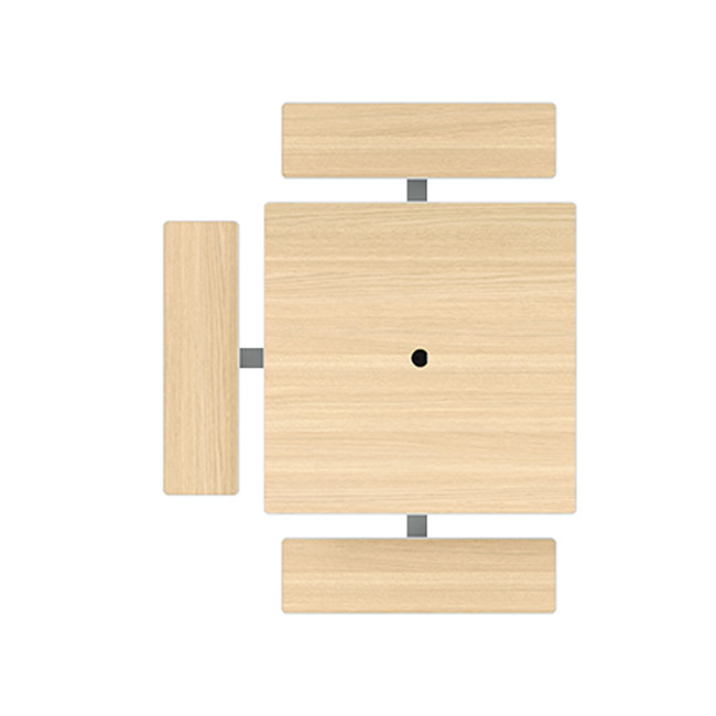 Square Table + Built-in Metal Orpin / HPL + Sweet Hole - 6places + 1PMR - Anthracite 7016 / Clear Chene