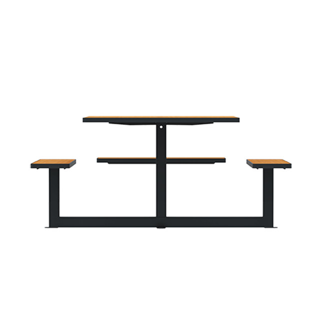 Square Table + Built-in Metal Orpin / HPL + Sweet Hole - 6places + 1PMR - Anthracite 7016 / Clear Chene