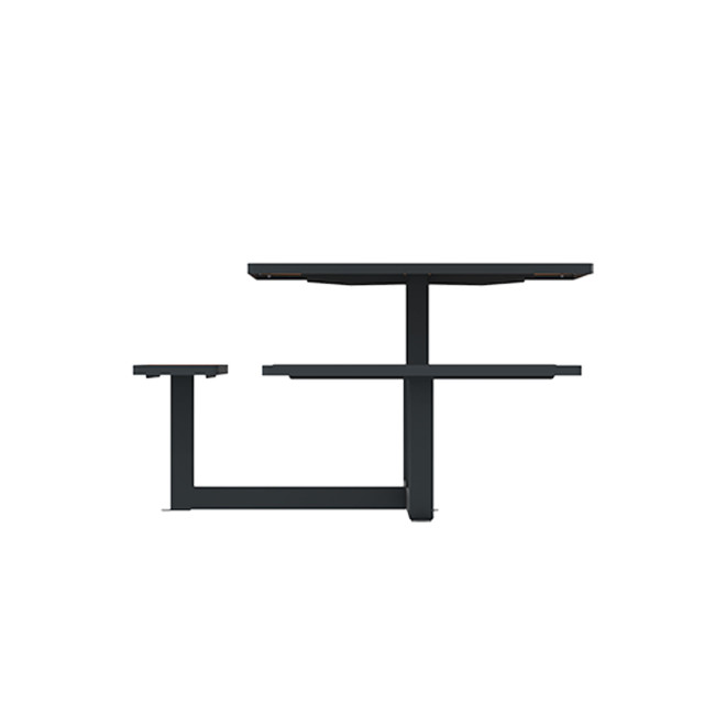Square Table + Built-in Metal Orpin / HPL + Sweet Hole - 6places + 1PMR - Anthracite 7016 / Clear Chene