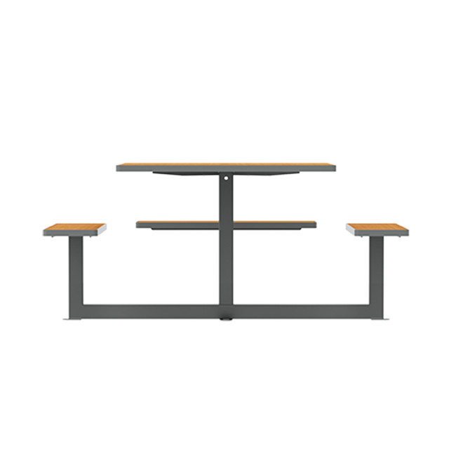 Square Table + Built-in Metal Orpin / HPL + Sweet Hole - 6places + 1PMR - Anthracite 7016 / Clear Chene
