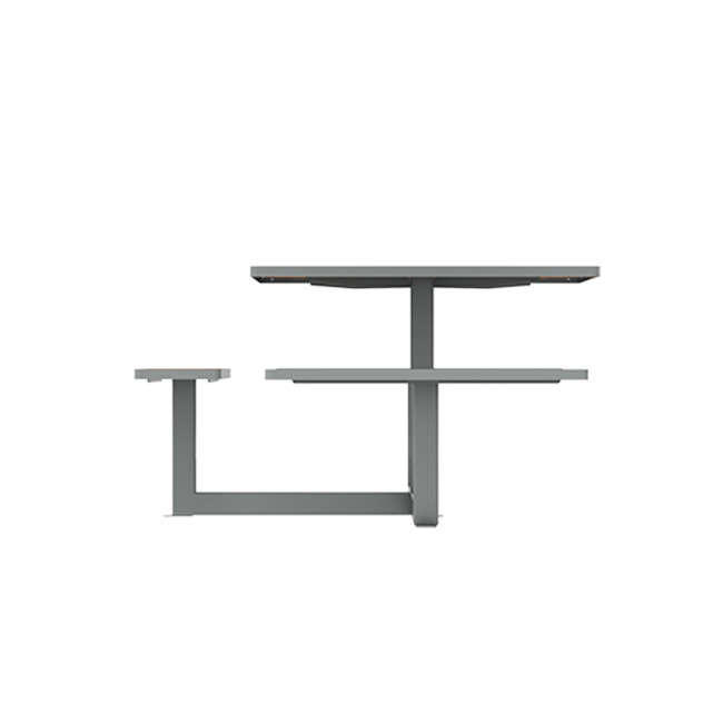 Square Table + Built-in Metal Orpin / HPL + Sweet Hole - 6places + 1PMR - Anthracite 7016 / Clear Chene