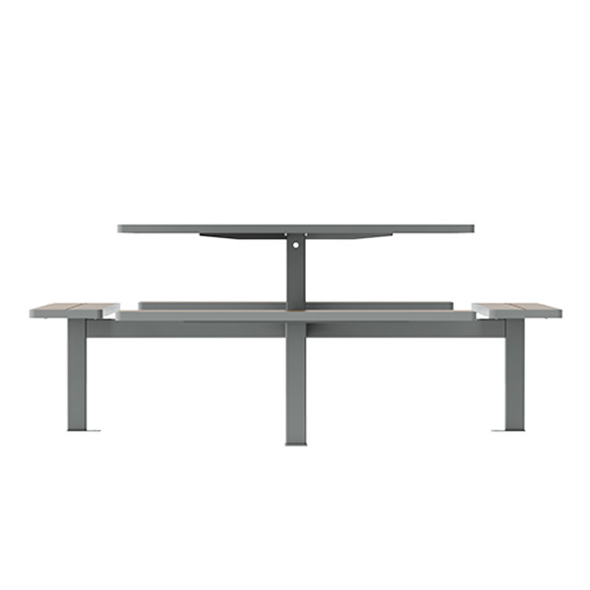 Square Table + Suspended Banquettes 8 Places Metal / HPL + Parasol Hole - anthracite 7016 / clear chene