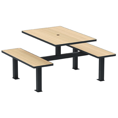 Rectangle Table + Hanging Banquettes Orpin Metal / HPL HPL + Parasol - 4places - anthracite 7016 / cl