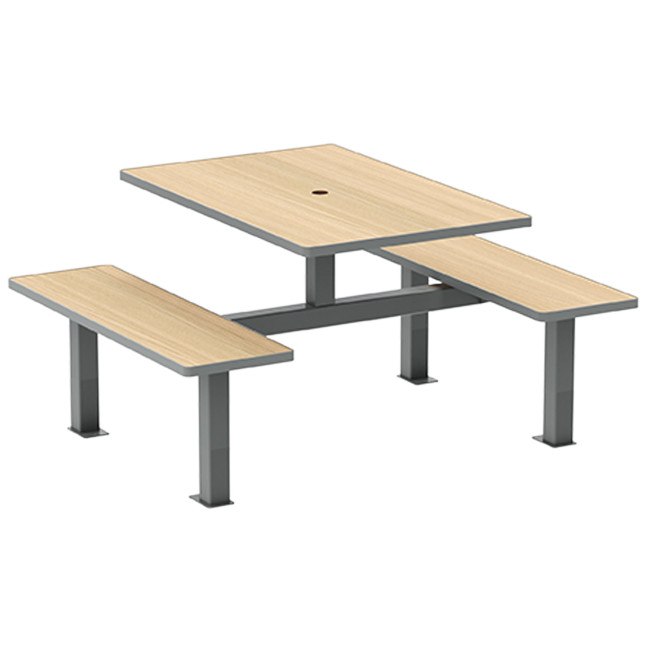 Rectangle Table + Hanging Banquettes Orpin Metal / HPL HPL + Parasol - 4places - anthracite 7016 / cl