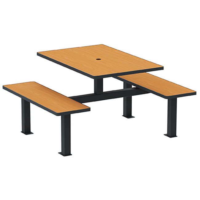 Rectangle Table + Hanging Banquettes Orpin Metal / HPL HPL + Parasol - 4places - anthracite 7016 / cl