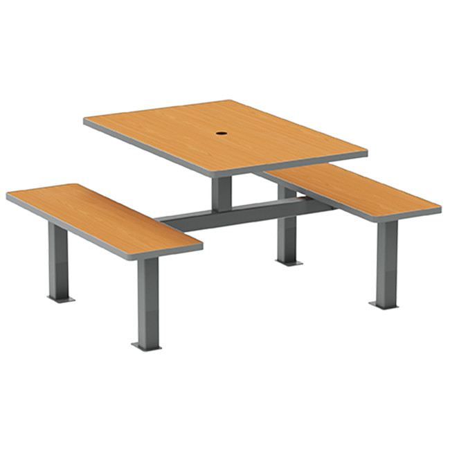 Rectangle Table + Hanging Banquettes Orpin Metal / HPL HPL + Parasol - 4places - anthracite 7016 / cl