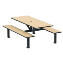 TABLE RECTANGLE + BANQUETTES SUSPENDUE EN MÉTAL / HPL À CHEVILLER + TROU DE PARASOL - 6PLACES