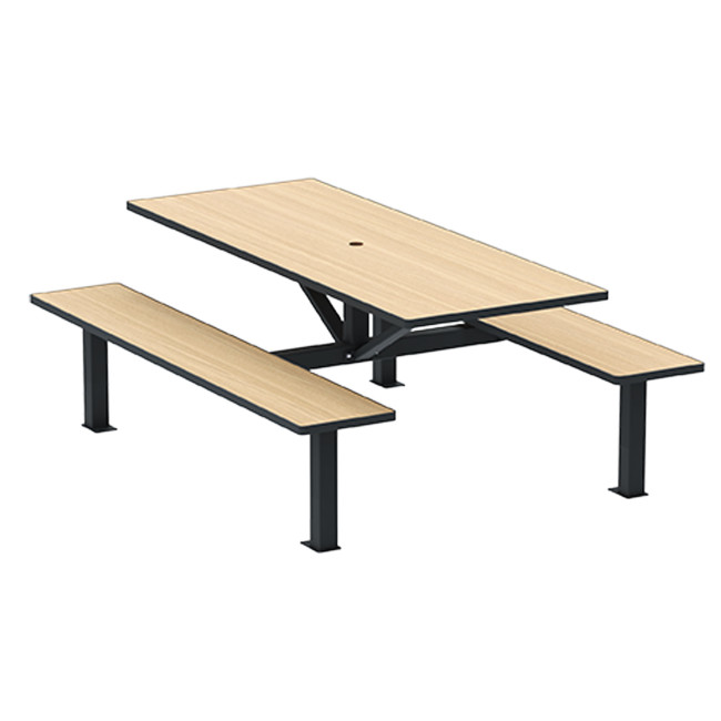Rectangle Table + Hanging Banquettes Orpin Metal / HPL HELP + PARASOL - 6laples - anthracite 7016 / chen cl