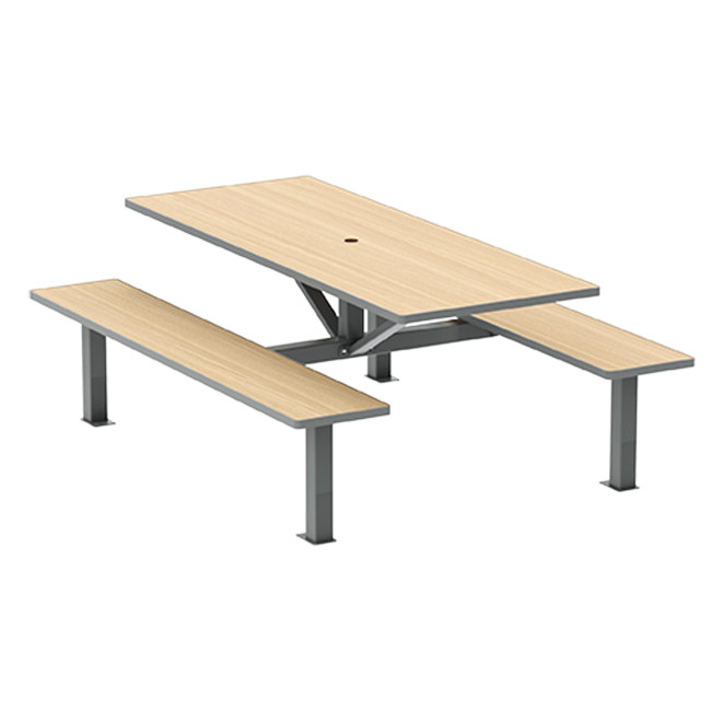 Rectangle Table + Hanging Banquettes Orpin Metal / HPL HELP + PARASOL - 6laples - anthracite 7016 / chen cl