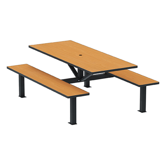Rectangle Table + Hanging Banquettes Orpin Metal / HPL HELP + PARASOL - 6laples - anthracite 7016 / chen cl