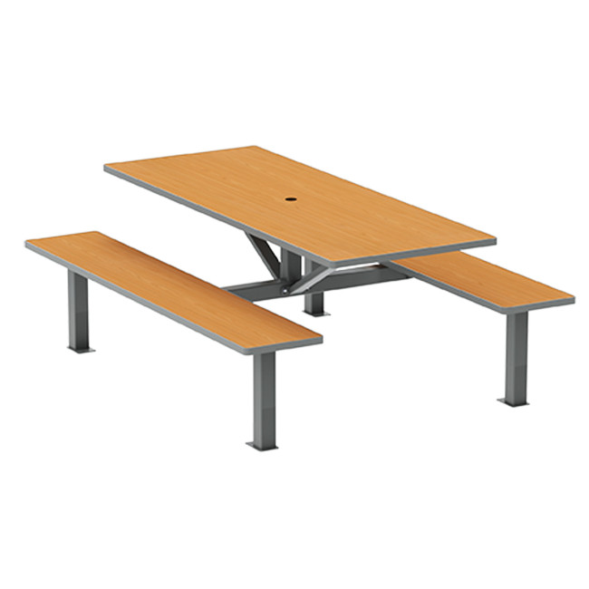 Rectangle Table + Hanging Banquettes Orpin Metal / HPL HELP + PARASOL - 6laples - anthracite 7016 / chen cl