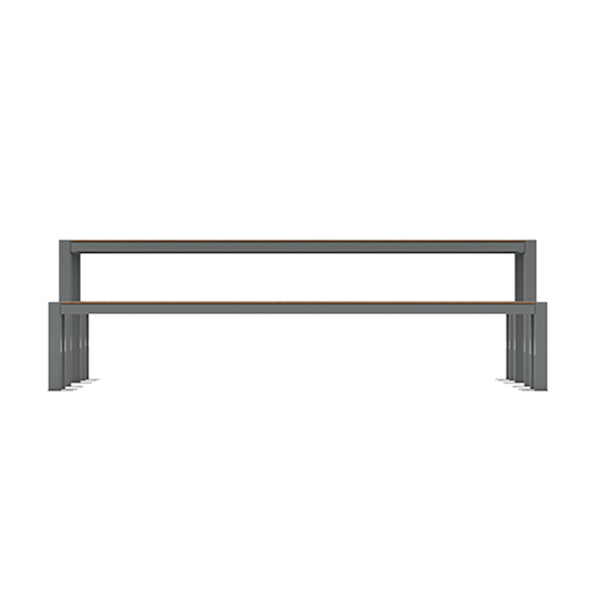 RECTANGLE TABLE + BANQUETES 8 PLACES ORPE IN METAL / HPL + SUPPORT HOARD - anthracite 7016 / cheen clear