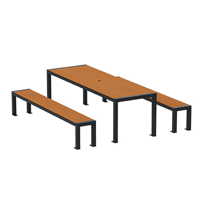 RECTANGLE TABLE + BANQUETES 8 PLACES ORPE IN METAL / HPL + SUPPORT HOARD - anthracite 7016 / cheen clear