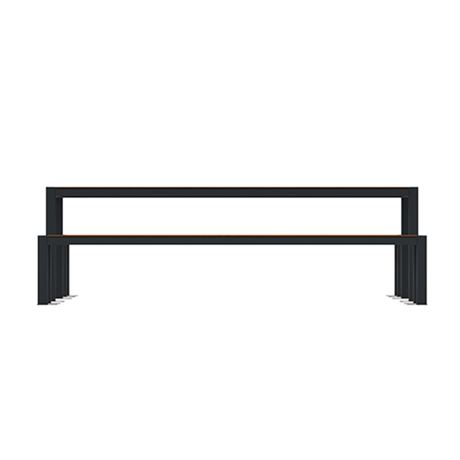 RECTANGLE TABLE + BANQUETES 8 PLACES ORPE IN METAL / HPL + SUPPORT HOARD - anthracite 7016 / cheen clear