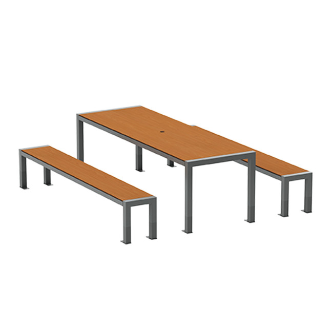 RECTANGLE TABLE + BANQUETES 8 PLACES ORPE IN METAL / HPL + SUPPORT HOARD - anthracite 7016 / cheen clear