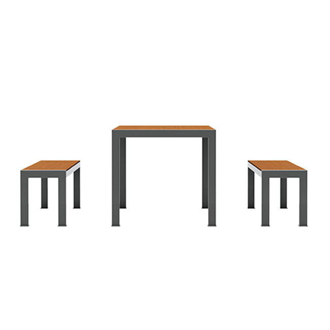 RECTANGLE TABLE + BANQUETES 8 PLACES ORPE IN METAL / HPL + SUPPORT HOARD - anthracite 7016 / cheen clear