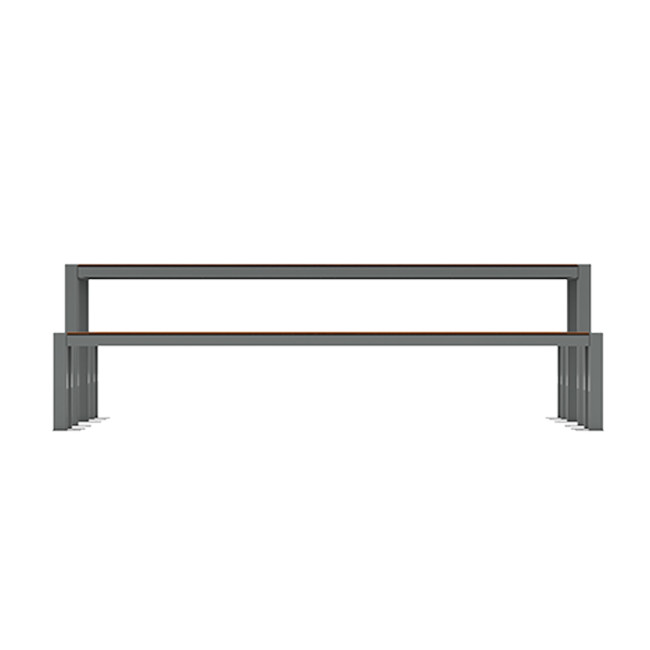 RECTANGLE TABLE + BANQUETES 8 PLACES ORPE IN METAL / HPL + SUPPORT HOARD - anthracite 7016 / cheen clear