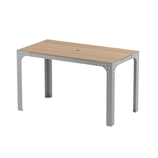 Rectangle Table Boldo Metal / HPL Help + Parasol Hole - 4places - anthracite 7016 / clear chene