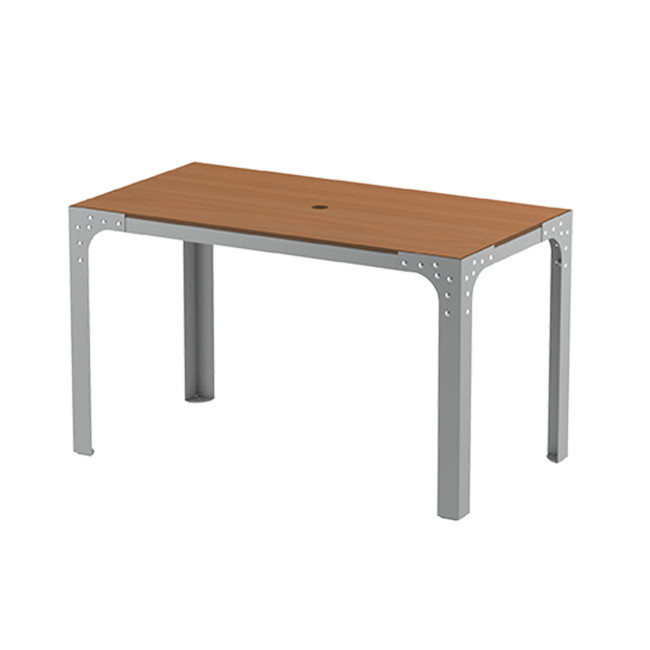 Rectangle Table Boldo Metal / HPL Help + Parasol Hole - 4places - anthracite 7016 / clear chene