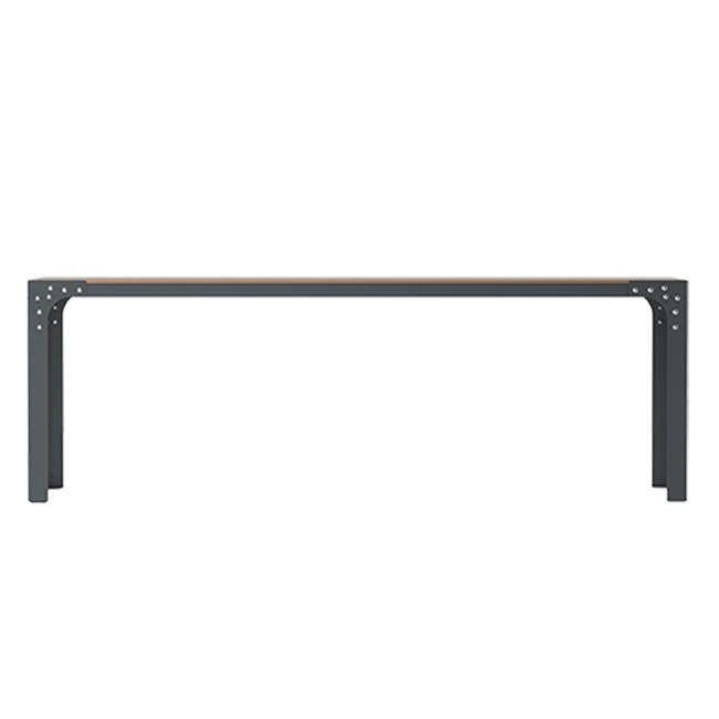 Rectangle Table Boldo Metal / HPL Handle + Parasol Hole - 8places - anthracite 7016 / clear chene