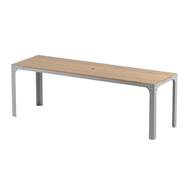 Rectangle Table Boldo Metal / HPL Handle + Parasol Hole - 8places - anthracite 7016 / clear chene
