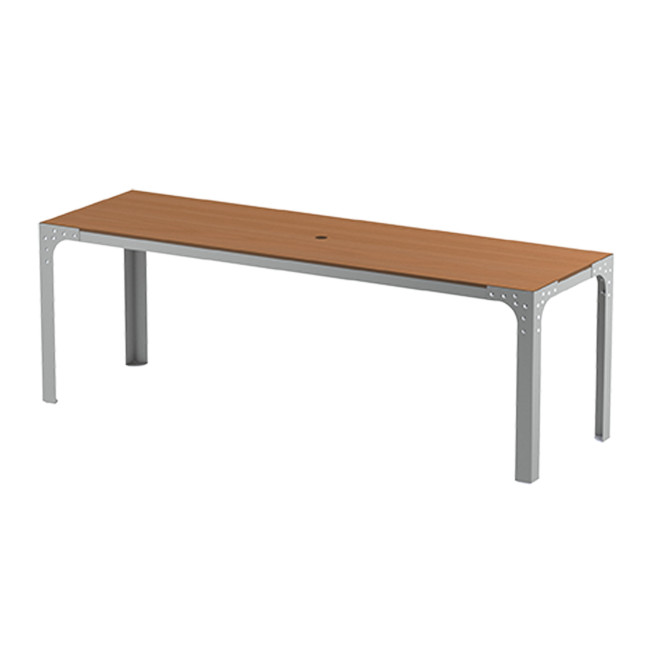 Rectangle Table Boldo Metal / HPL Handle + Parasol Hole - 8places - anthracite 7016 / clear chene