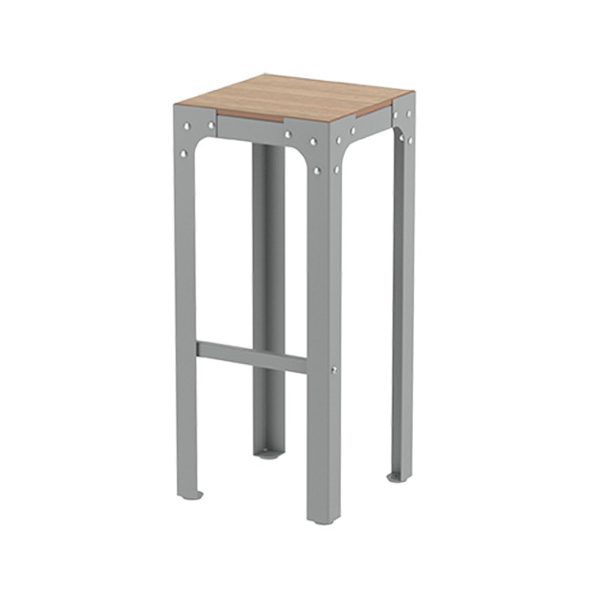 Top Stool Boldo Metal / HPL with Footrest - 1Place - Anthracite 7016 / Clear Chene