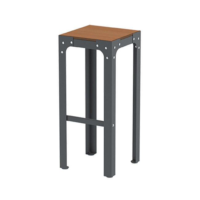 Top Stool Boldo Metal / HPL with Footrest - 1Place - Anthracite 7016 / Clear Chene