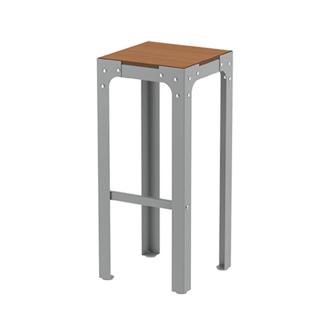 Top Stool Boldo Metal / HPL with Footrest - 1Place - Anthracite 7016 / Clear Chene