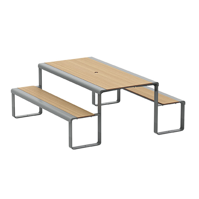 Rectangle Table + Built-in Banquettes 6 Places ACCI Metal / HPL HPL + PARASH Hole - Anthracite 7016 / CHEEN CLAI