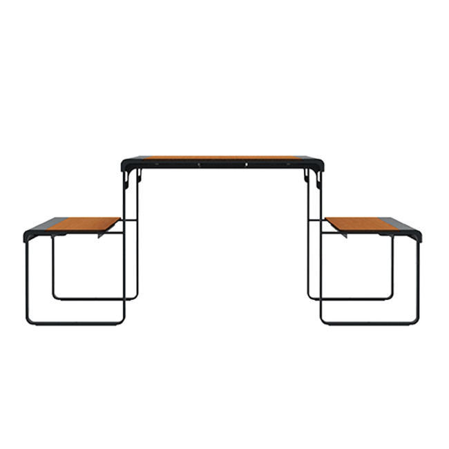 Rectangle Table + Built-in Banquettes 6 Places ACCI Metal / HPL HPL + PARASH Hole - Anthracite 7016 / CHEEN CLAI