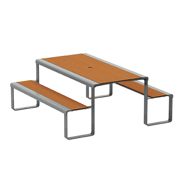 Rectangle Table + Built-in Banquettes 6 Places ACCI Metal / HPL HPL + PARASH Hole - Anthracite 7016 / CHEEN CLAI