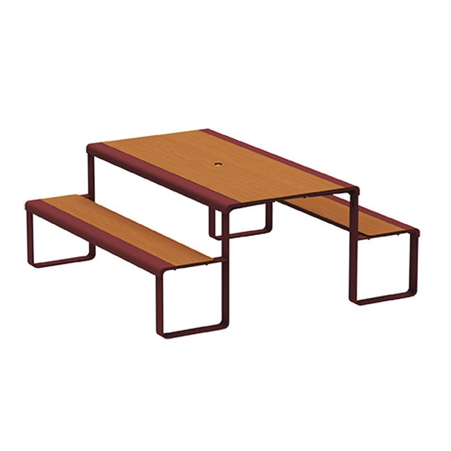 Rectangle Table + Built-in Banquettes 6 Places ACCI Metal / HPL HPL + PARASH Hole - Anthracite 7016 / CHEEN CLAI