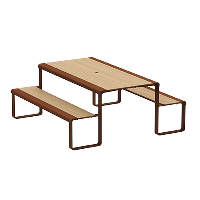 Rectangle Table + Built-in Banquettes 6 Places ACCI Metal / HPL HPL + PARASH Hole - Anthracite 7016 / CHEEN CLAI