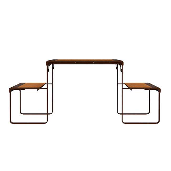 Rectangle Table + Built-in Banquettes 6 Places ACCI Metal / HPL HPL + PARASH Hole - Anthracite 7016 / CHEEN CLAI