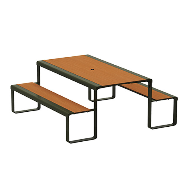 Rectangle Table + Built-in Banquettes 6 Places ACCI Metal / HPL HPL + PARASH Hole - Anthracite 7016 / CHEEN CLAI