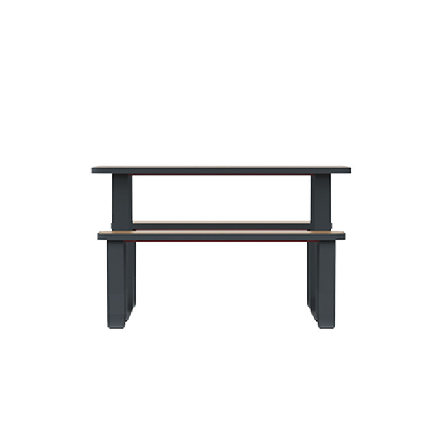 Rectangle Table + Banquettes 4 Places Graci Metal / HPL to Girls + Parasol - anthracite 7016 / clear chene
