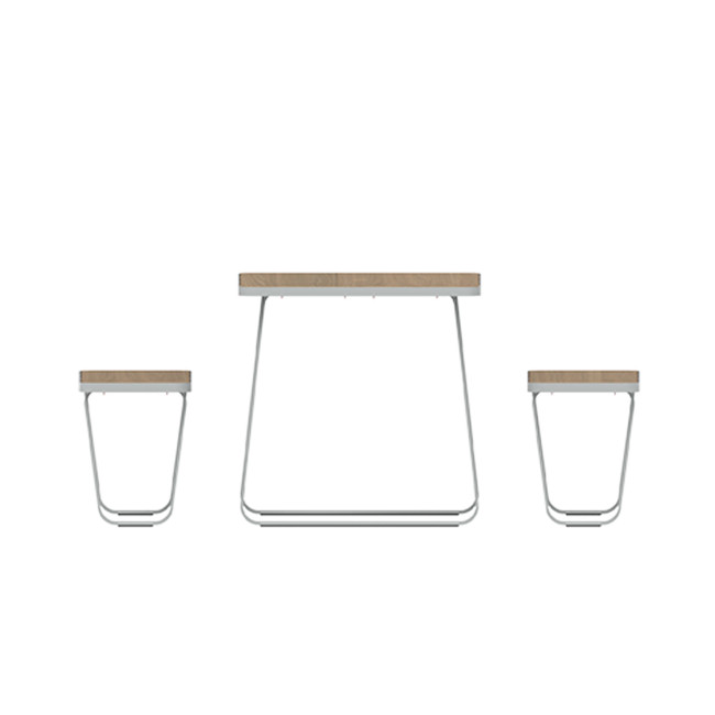 Rectangle Table + Banquettes 4 Places Graci Metal / HPL to Girls + Parasol - anthracite 7016 / clear chene